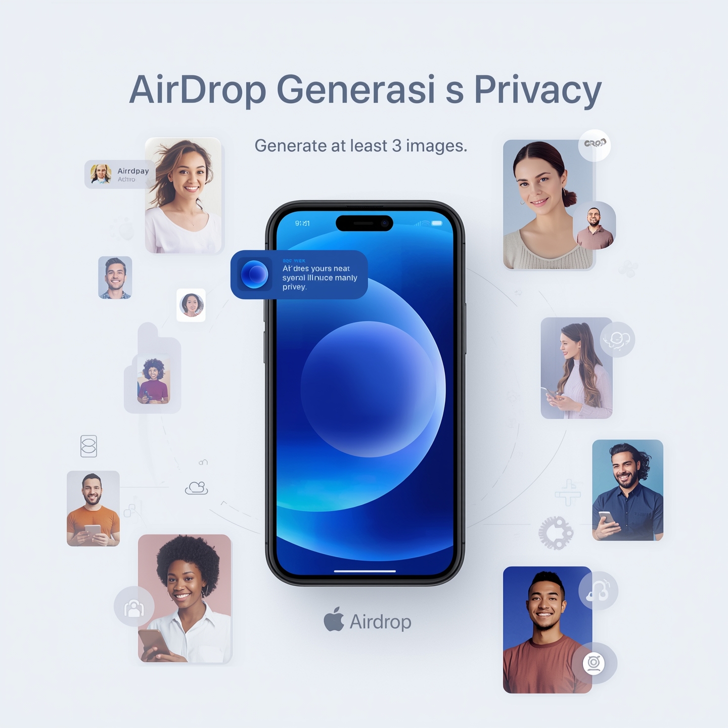 Lucid Origin Generate at least 3 images that describe AirDrop  3