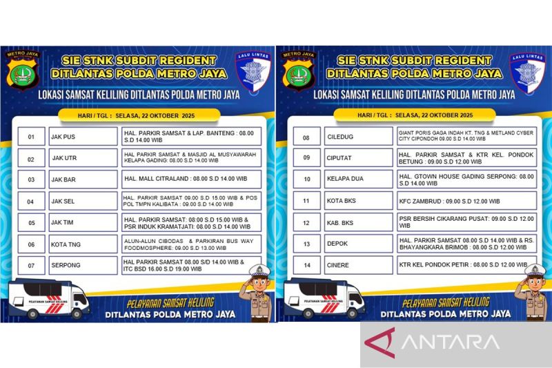jadwal lengkap samsat keliling jadetabek selasa bayar pajak kendaraan bermotor lebih mudah di 14 titik strategis index