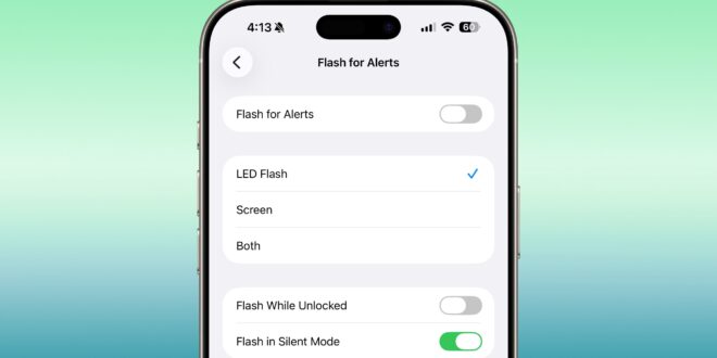 mengaktifkan kilatan layar iphone untuk notifikasi index