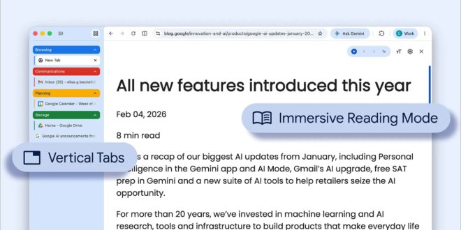 google hadirkan tab vertikal dan peningkatan mode baca di chrome index
